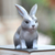 Wood sculpture, 'Inquisitive Grey Rabbit' - Balinese Signed Grey Bunny Rabbit Wood Sculpture (image 2b) thumbail