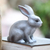 Wood sculpture, 'Inquisitive Grey Rabbit' - Balinese Signed Grey Bunny Rabbit Wood Sculpture (image 2c) thumbail