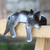 Wood sculpture, 'Catnap' - Hand Crafted Dark Grey Sleeping Kitty Cat Sculpture thumbail