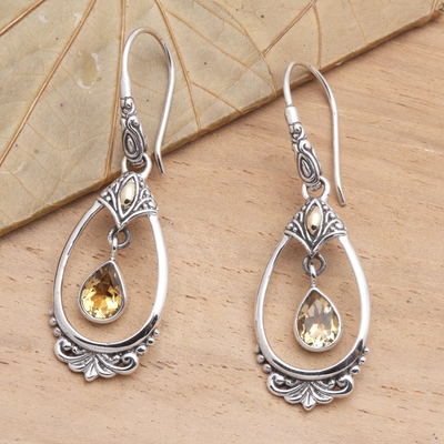 Gold-accented citrine dangle earrings, Victoriana