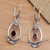 Gold-accented garnet dangle earrings, 'Victoriana' - Sterling Silver Garnet Earrings with Gold Accents thumbail