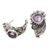 Amethyst half-hoop earrings, 'Bountiful Garden' - Sterling Half-Hoop Earrings with 6 Carats of Amethyst
