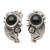 Onyx half-hoop earrings, 'Bountiful Garden' - Nature-Themed Onyx Half-Hoop Earrings