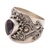 Gold accent amethyst cocktail ring, 'Checkerboard Teardrop' - Ornate Balinese Silver and Amethyst Ring with Gold Accents (image 2e) thumbail
