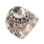 Gold accent prasiolite cocktail ring, 'Checkerboard Teardrop' - Ornate Balinese Silver and Prasiolite Ring with Gold Accents (image 2c) thumbail