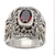 Gold accent garnet cocktail ring, 'Oval Crimson Glow' - Balinese Silver and Oval Garnet Ring with Gold Accents (image 2c) thumbail