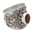 Gold accent garnet cocktail ring, 'Oval Crimson Glow' - Balinese Silver and Oval Garnet Ring with Gold Accents (image 2e) thumbail