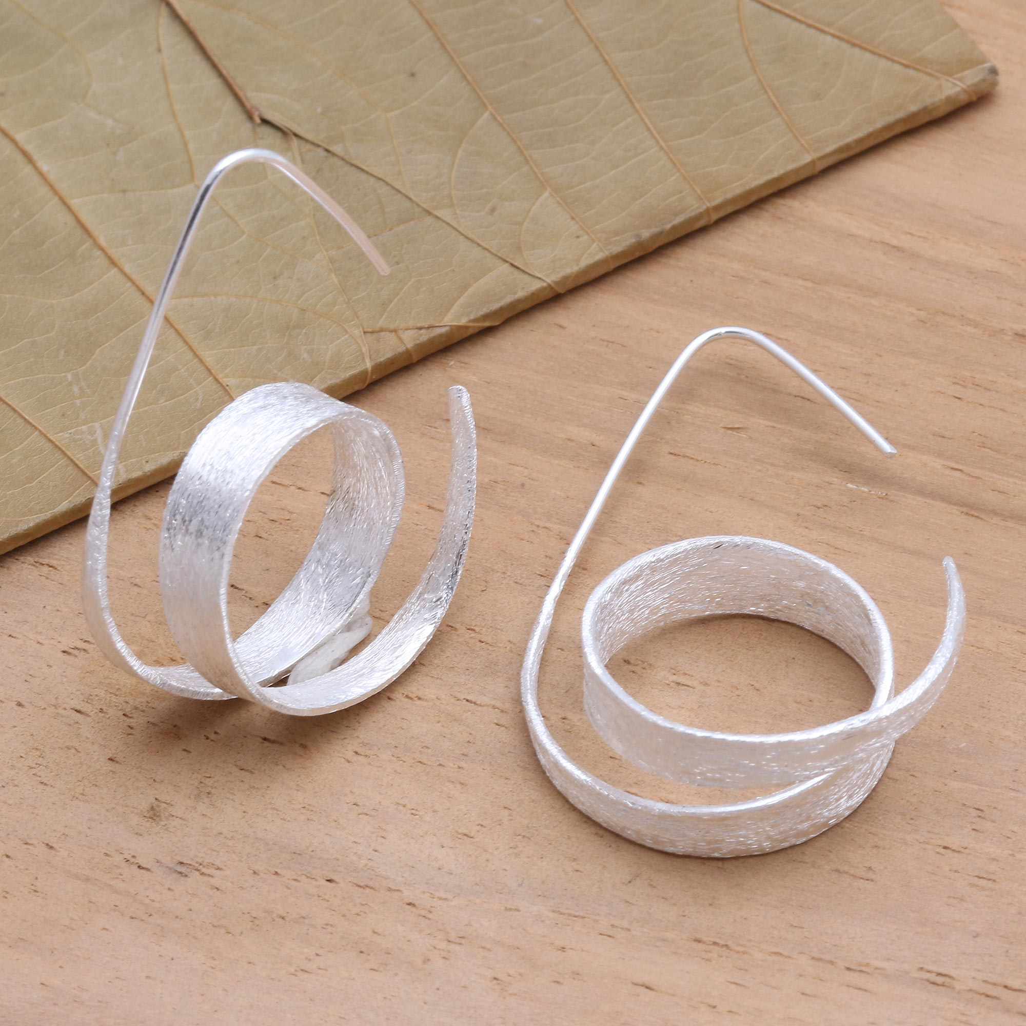 brushed silver hoop earrings