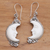Blue topaz and bone dangle earrings, 'Sleepy Crescent Moon' - Blue Topaz and Bone Moon Earrings (image 2b) thumbail