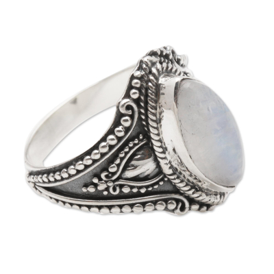 Sterling Silver and Rainbow Moonstone Cocktail Ring - Crown Jewel | NOVICA