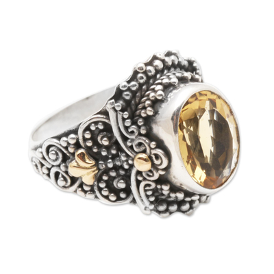 Citrine cocktail ring, 'Golden Memories' - Three Carat Citrine and Silver Cocktail Ring