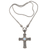 Gold-accented rainbow moonstone pendant necklace, 'Traditional Cross' - Rainbow Moonstone Cross Necklace (image 2a) thumbail