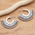 Sterling silver half-hoop earrings, 'Tribal Instinct' - Unique Sterling Silver Half-Hoop Earrings (image 2b) thumbail