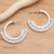Sterling silver half-hoop earrings, 'Songket Curves' - Handmade Sterling Silver Half-Hoop Style Earrings (image 2b) thumbail