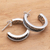 Sterling silver half-hoop earrings, 'Traction' - Artisan Crafted Sterling Silver Half Hoop Earrings (image 2b) thumbail
