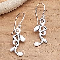 Sterling silver dangle earrings, Leaf Notes
