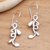 Sterling silver dangle earrings, 'Leaf Notes' - Sterling Silver Leafy Dangle Earrings from Bali (image 2) thumbail