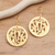 Gold plated sterling silver dangle earrings, 'Tsuba Protection' - Gold Plated Japanese Inspired Dangle Earrings (image 2) thumbail