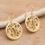 Gold plated sterling silver dangle earrings, 'Tsuba Protection' - Gold Plated Japanese Inspired Dangle Earrings (image 2b) thumbail