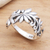 Sterling silver band ring, 'Flourishing Flora' - Leafy Vine Sterling Silver Band Ring from Bali (image 2) thumbail