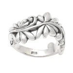 Sterling silver band ring, 'Flourishing Flora' - Leafy Vine Sterling Silver Band Ring from Bali