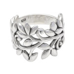 Sterling silver band ring, 'Rice Stalks' - Rice Stalk Sterling Silver Band Ring
