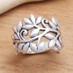 Sterling silver band ring, 'Rice Stalks' - Rice Stalk Sterling Silver Band Ring