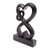 Wood sculpture, 'Forever Linked' - Romantic Hand Carved Wood Sculpture with Black Finish