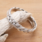 Sterling silver band ring, 'Amlapura Braid' - Braided Sterling Silver Band RIng for Women