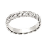 Sterling silver band ring, 'Amlapura Braid' - Braided Sterling Silver Band RIng for Women