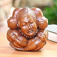 Wood sculpture, 'Yogi Holy Man'