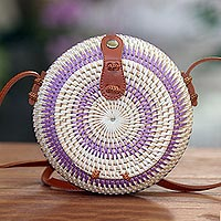 Round woven bamboo shoulder bag, Purple Target