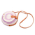 Round woven bamboo shoulder bag, 'Purple Target' - Stylish Purple and White Round Woven Shoulder Bag