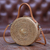 Round natural fiber shoulder bag, 'Bamboo Wheel' (8 inch) - Round Brown Woven Bamboo Shoulder Bag from Bali (8 inch) thumbail