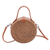 Round natural fiber shoulder bag, 'Bamboo Wheel' (8 inch) - Round Brown Woven Bamboo Shoulder Bag from Bali (8 inch) (image 2a) thumbail