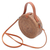 Round natural fiber shoulder bag, 'Bamboo Wheel' (8 inch) - Round Brown Woven Bamboo Shoulder Bag from Bali (8 inch) (image 2d) thumbail