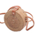 Round woven bamboo and ate grass shoulder bag, 'Brown Wheel' - Brown Round Bamboo and Ate Grass Shoulder Bag