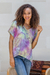 Hi-low rayon blouse, 'Pastel Bubbles' - Pastel Batik Hi-Low Rayon Blouse (image 2) thumbail