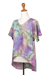 Hi-low rayon blouse, 'Pastel Bubbles' - Pastel Batik Hi-Low Rayon Blouse