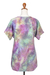 Hi-low rayon blouse, 'Pastel Bubbles' - Pastel Batik Hi-Low Rayon Blouse (image 2d) thumbail