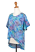 Hi-low rayon blouse, 'Rainbow Seascape' - Rayon Hi-Low Sidetail Multicolor Batik Blouse (image 2c) thumbail
