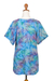 Hi-low rayon blouse, 'Rainbow Seascape' - Rayon Hi-Low Sidetail Multicolor Batik Blouse (image 2d) thumbail