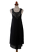 Embroidered cotton dress, 'Drifting Clouds in Black' - Hand Embroidered Black Cotton Dress thumbail