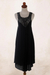 Embroidered cotton dress, 'Drifting Clouds in Black' - Hand Embroidered Black Cotton Dress (image 2b) thumbail