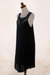Embroidered cotton dress, 'Drifting Clouds in Black' - Hand Embroidered Black Cotton Dress (image 2c) thumbail