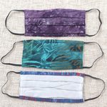 Rayon batik face masks, 'Island Allure' (set of 3) - Set of 3 Double Layer Rayon Batik Elastic Loop Face Masks