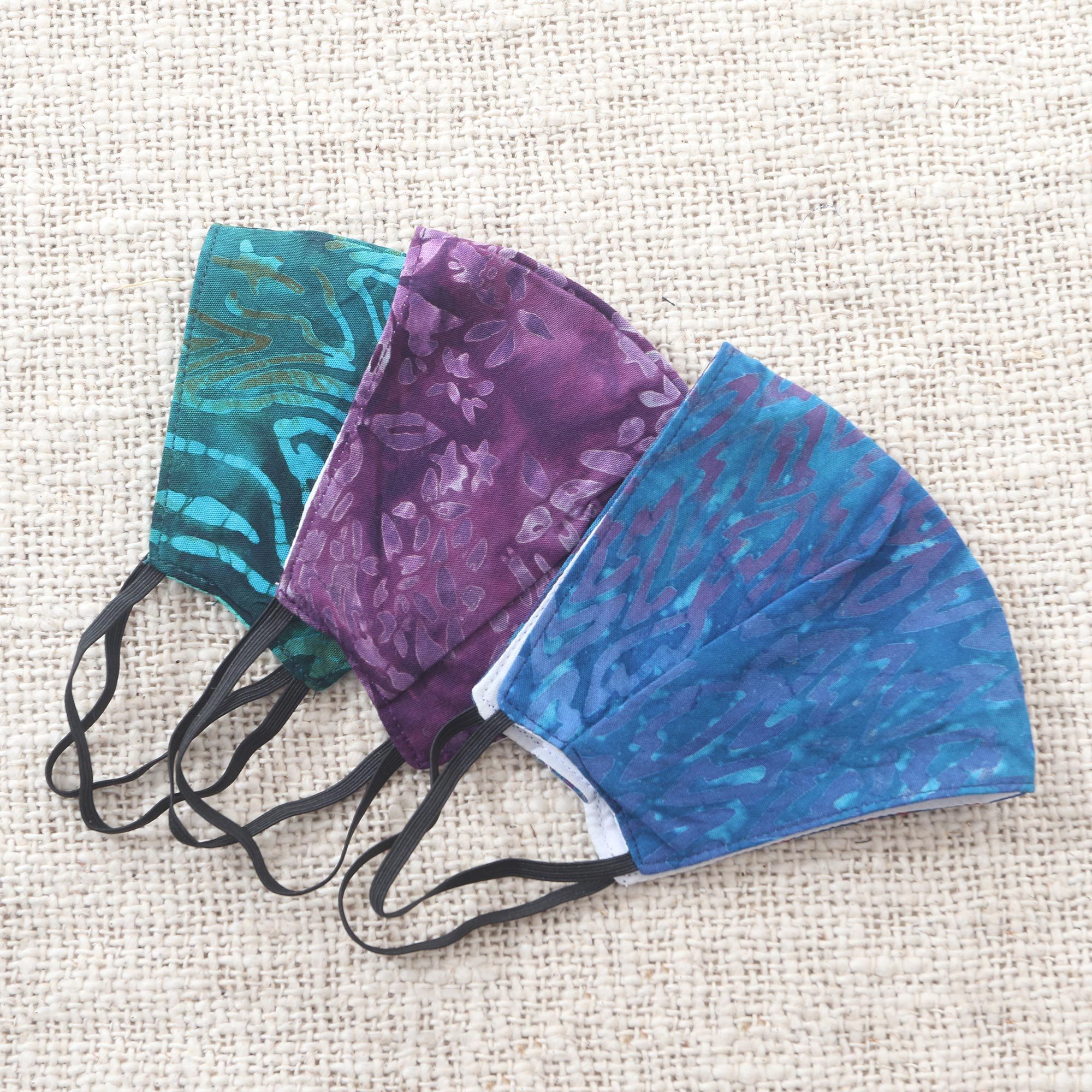 UNICEF Market Set of 3 Double Layer Rayon Batik Elastic Loop Face