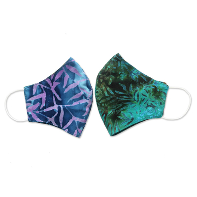 Viskose-Batik-Gesichtsmasken, (extra breit, Paar) - 2 extra breite doppellagige Viskose-Batik-Gesichtsmasken