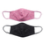 Beaded cotton face masks, 'Feminine Glam' (pair) - 2 Hand Beaded Cotton Contoured Face Masks in Black and Pink (image 2a) thumbail