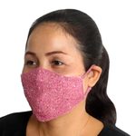 Beaded cotton face masks, 'Feminine Glam' (pair) - 2 Hand Beaded Cotton Contoured Face Masks in Black and Pink